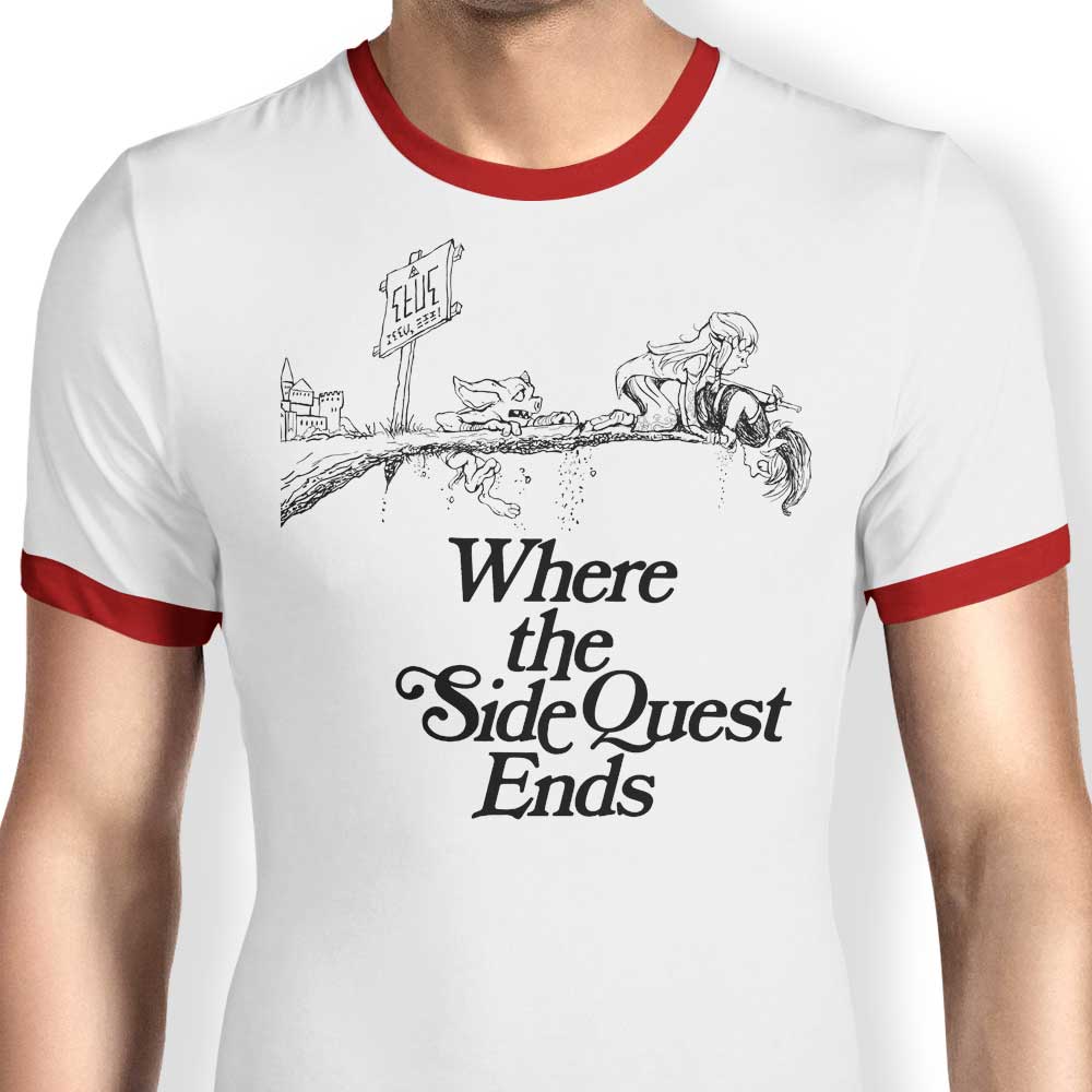 DJKopet's 'Where the Side Quest Ends' Men's Ringer T - Shirt in S to 4XL Sizes