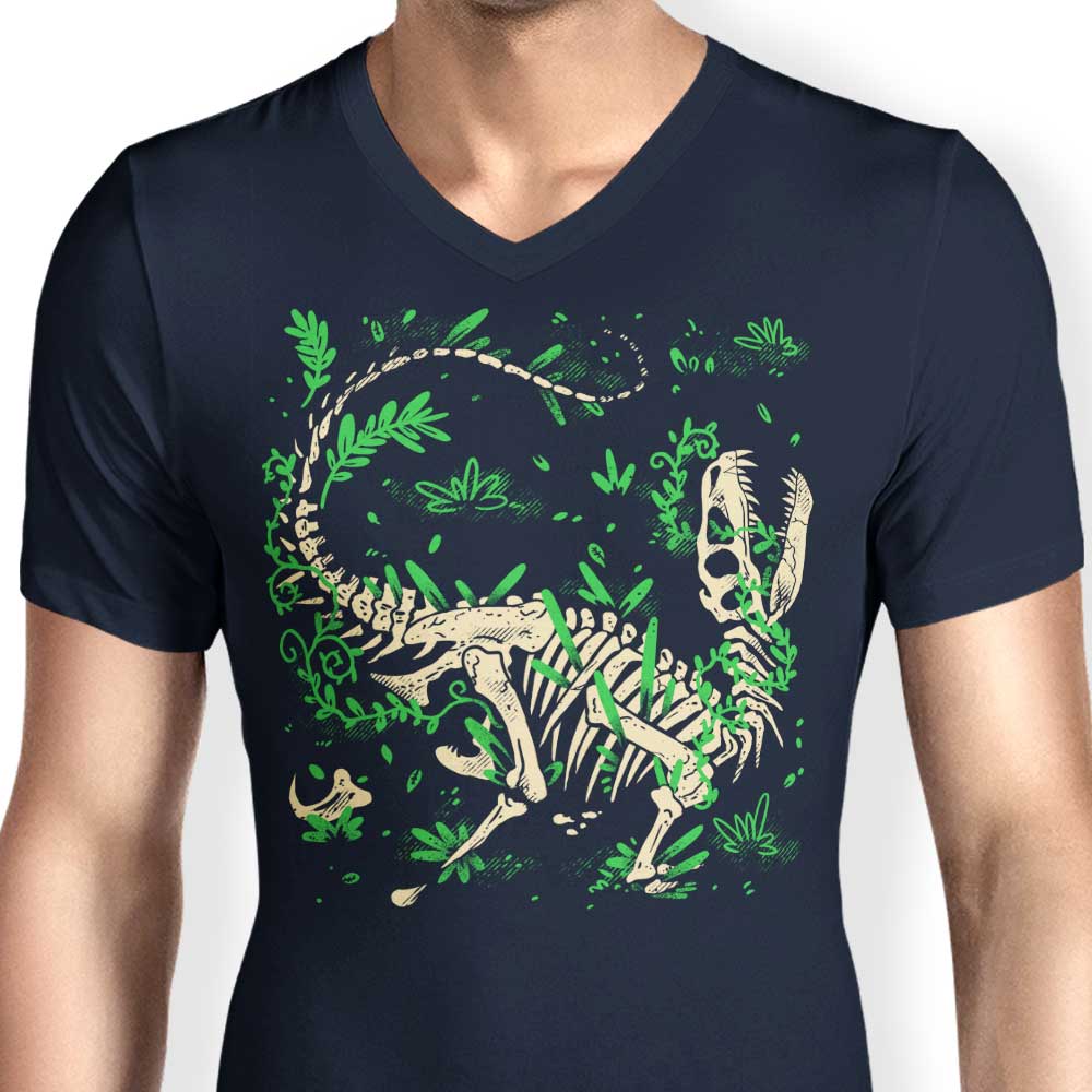 Men's V-Neck T-Shirts Featuring Raptor Fossils by Fitas Artwork