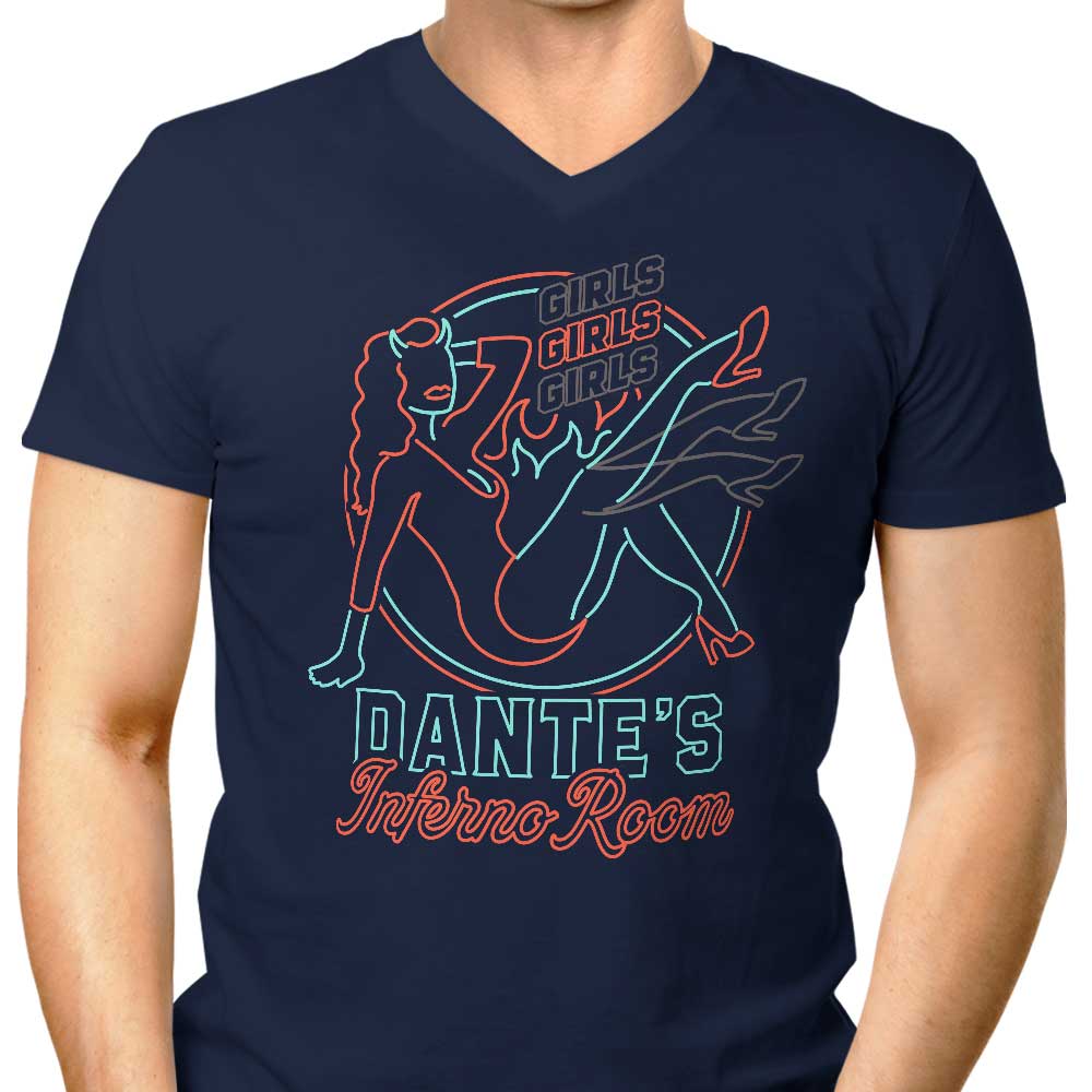 Men's Stylish V-Neck Neon Devil Girl T-Shirt