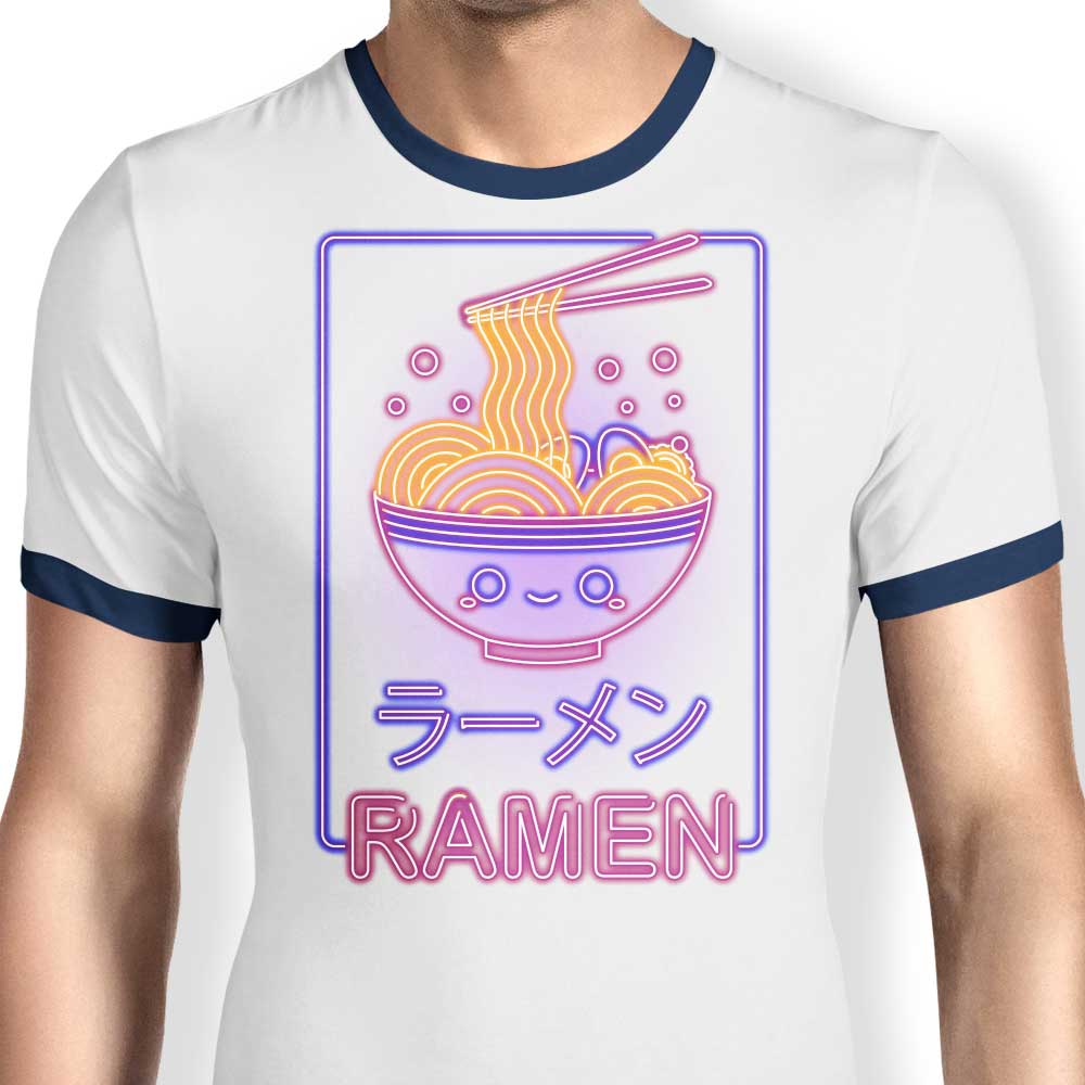 Donnie Illustrations Neon Ramen Design Men's Classic Ringer T-Shirt