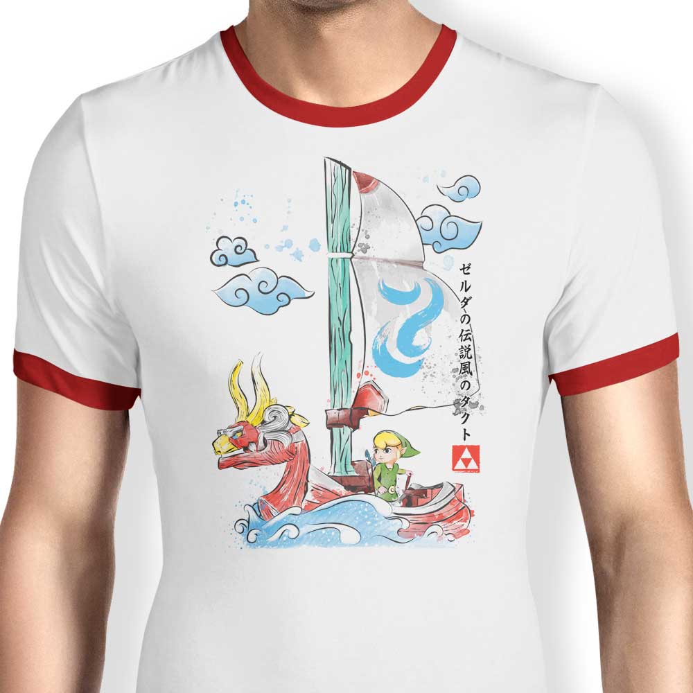 Dr. Monekers' Wind Sailing Watercolor Men's 100% Cotton Ringer T - Shirt