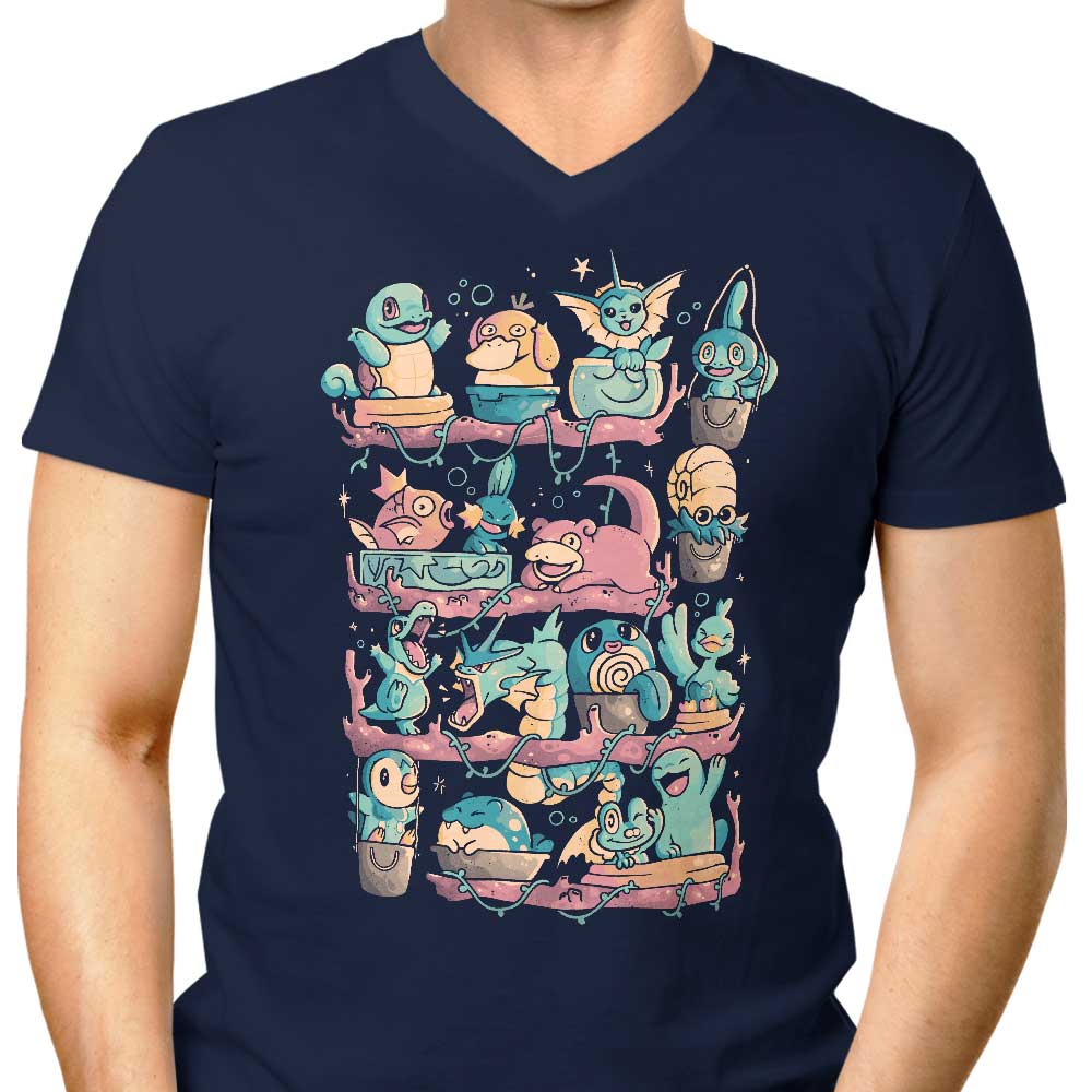 Men's Stylish V-Neck Water Shelf T-Shirt