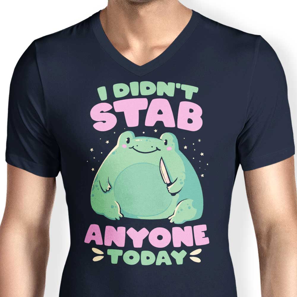 Men's Stylish V-Neck T-Shirt - 'I Didn't Stab Anyone'