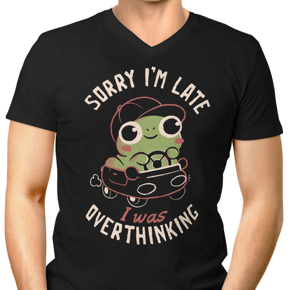 Men's Fashionable V-Neck Tee - 'Sorry I'm Late'