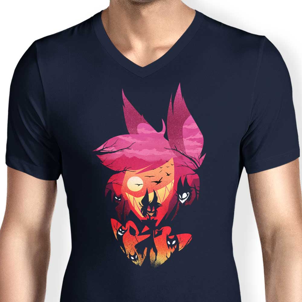 Dandingeroz Men's Stylish V-Neck Hotel Radio Demon T-Shirt