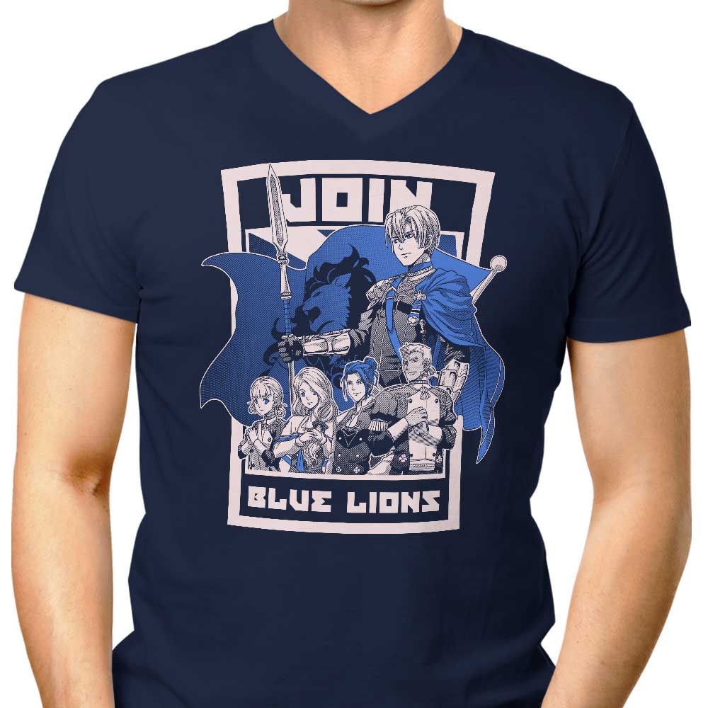 Join the Blue Lions Men's V-Neck T-Shirt