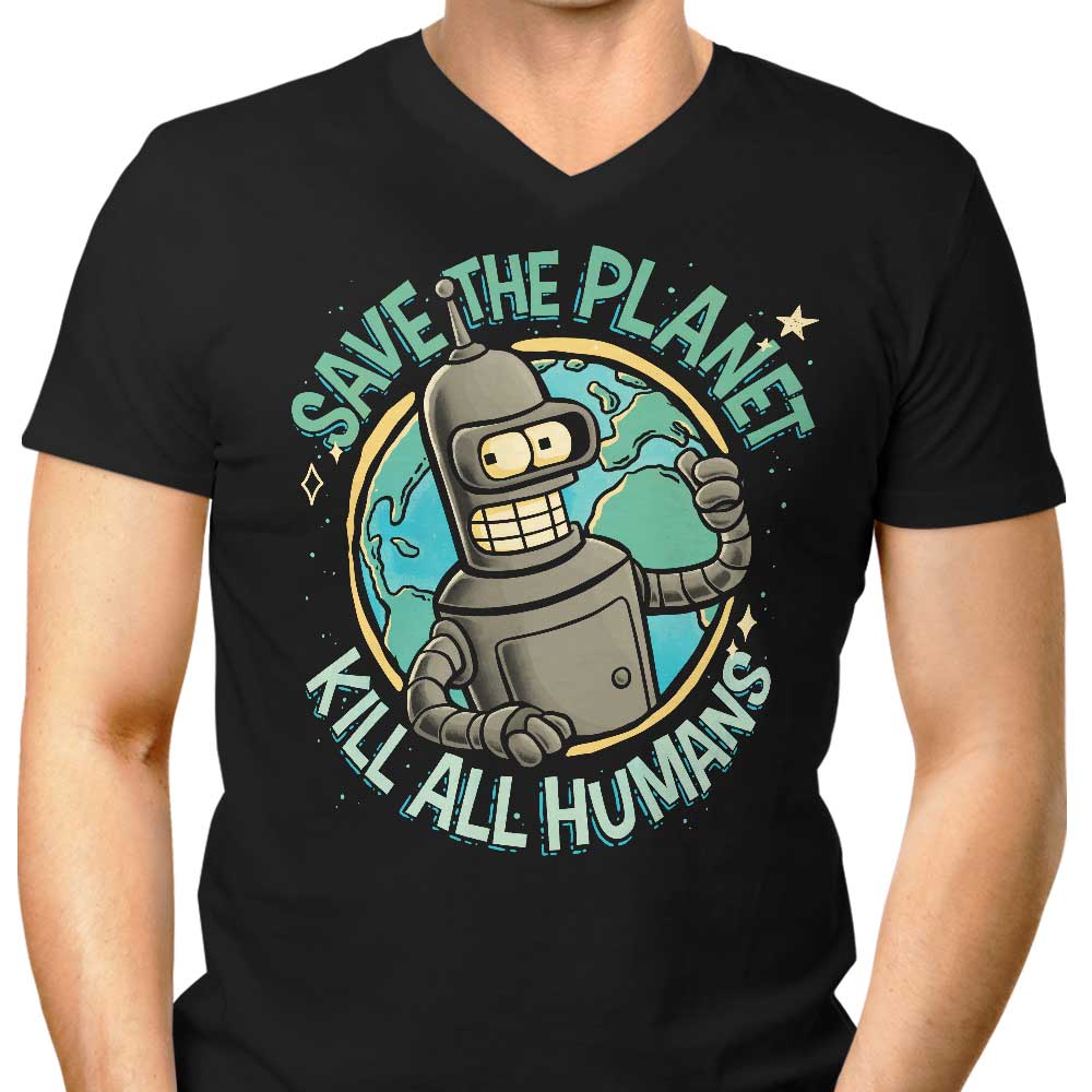 Eco - Friendly Men's V - Neck Tee for Planet Saving