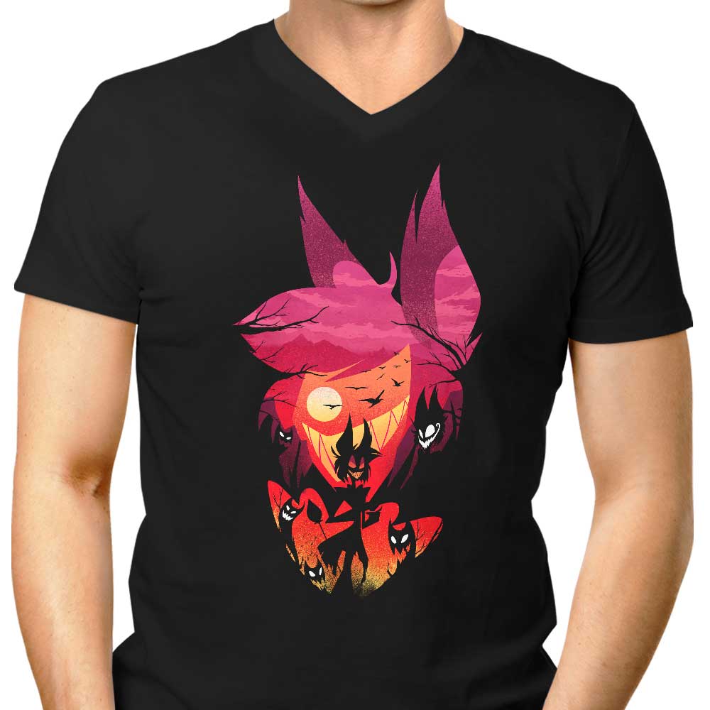 Dandingeroz Men's Stylish V-Neck Hotel Radio Demon T-Shirt