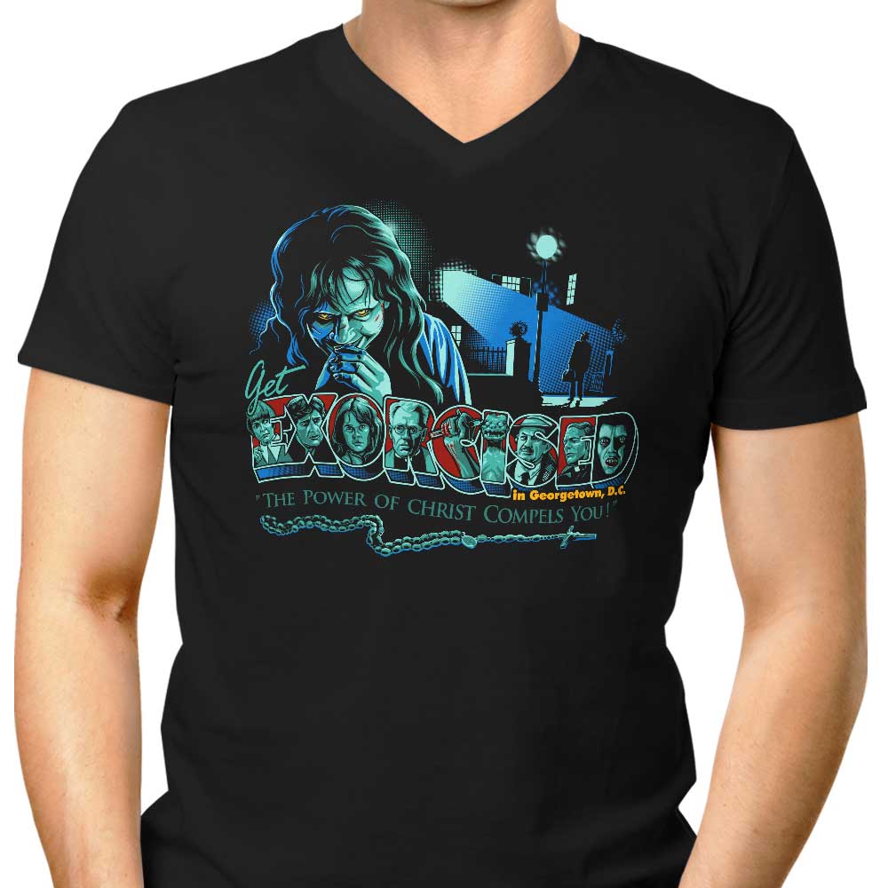 GoodIdeaRyan Men's Stylish V-Neck 'Get Exorcised' T-Shirt
