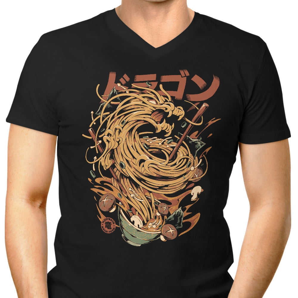 Ilustrata Men's Stylish V-Neck Noodle Dragon T-Shirt