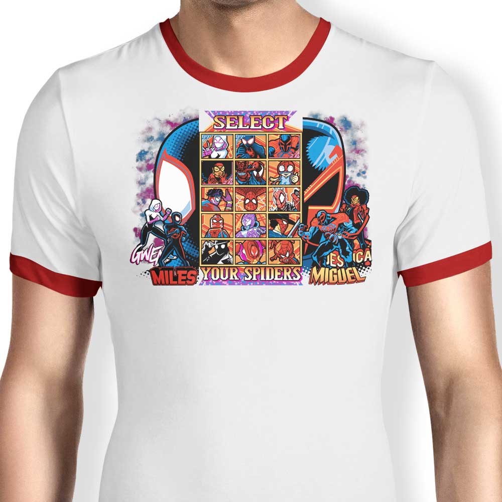 Unique Clash of Spiders Ringer Style T-Shirt