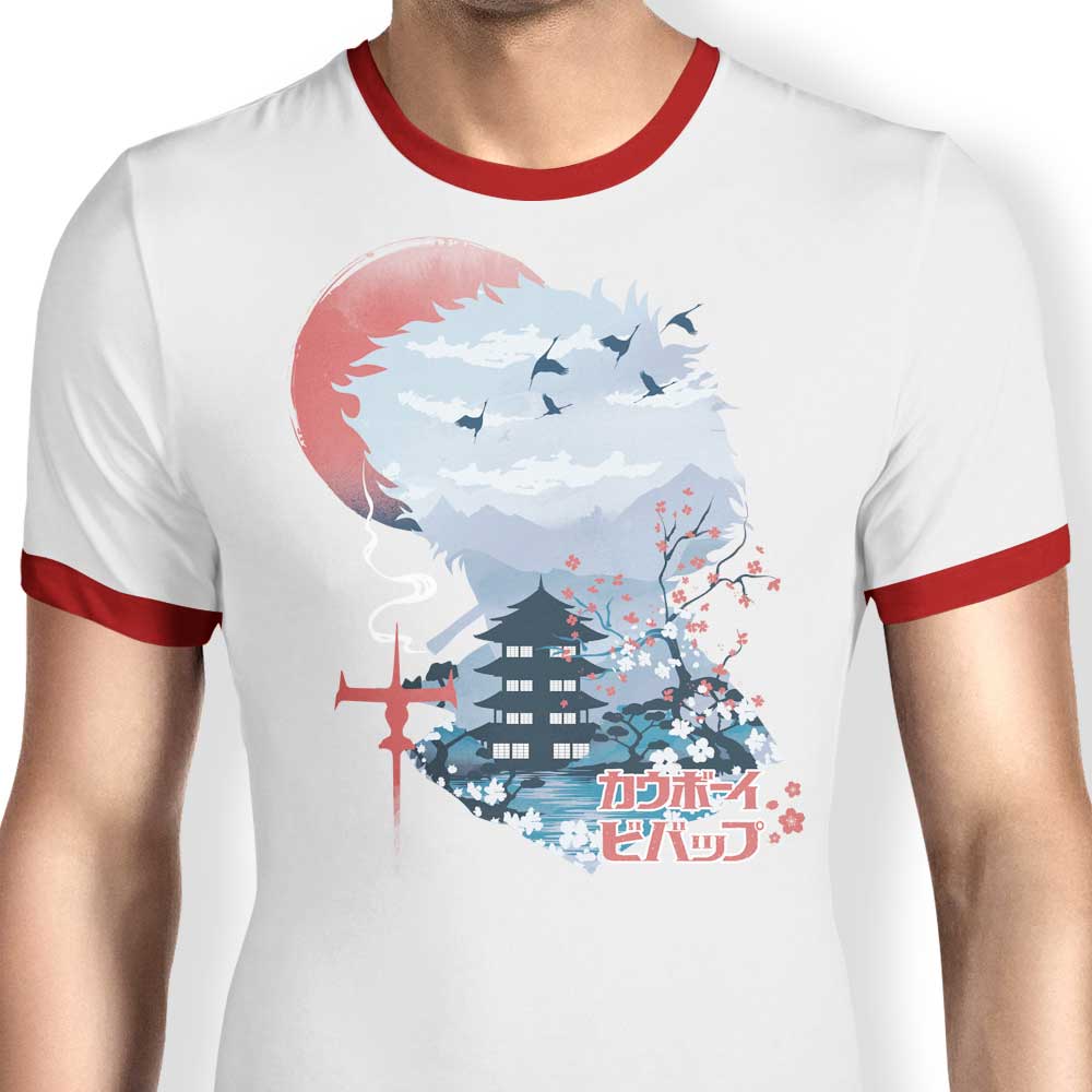 Dandingeroz's Stylish Ukiyo - e Cowboy Men's Ringer T - Shirt in S to 4XL Sizes