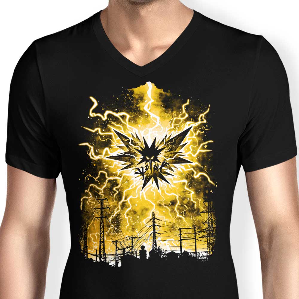 Men's V-Neck with a Lightning Storm Design