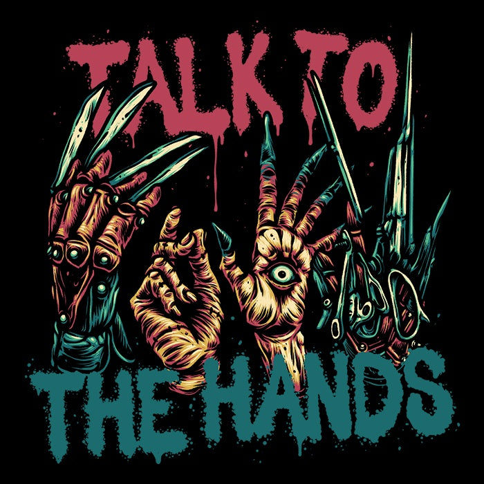 Glitchygorilla's Talk to the Hands Stylish Ringer T-Shirt for Trendy Wear