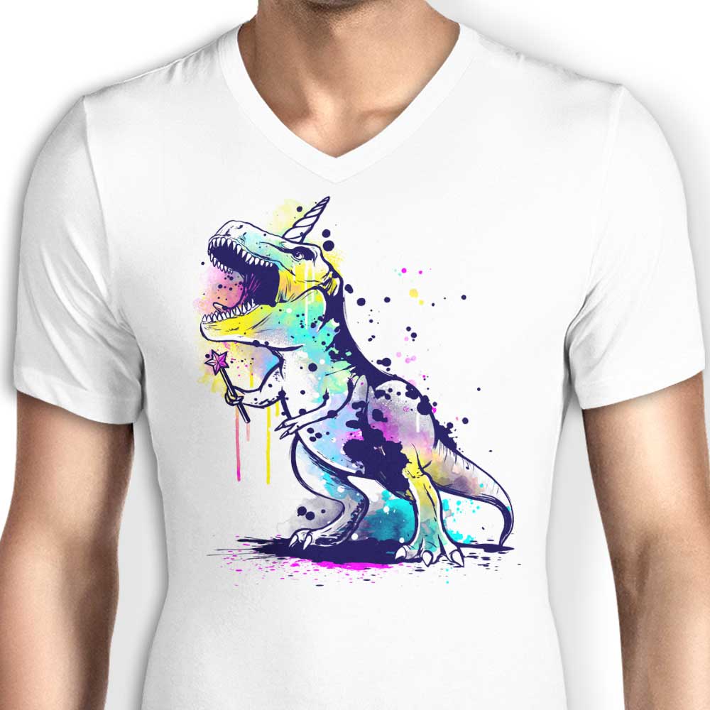 Stylish Men's V-Neck Unicornasaurus Rex T-Shirt