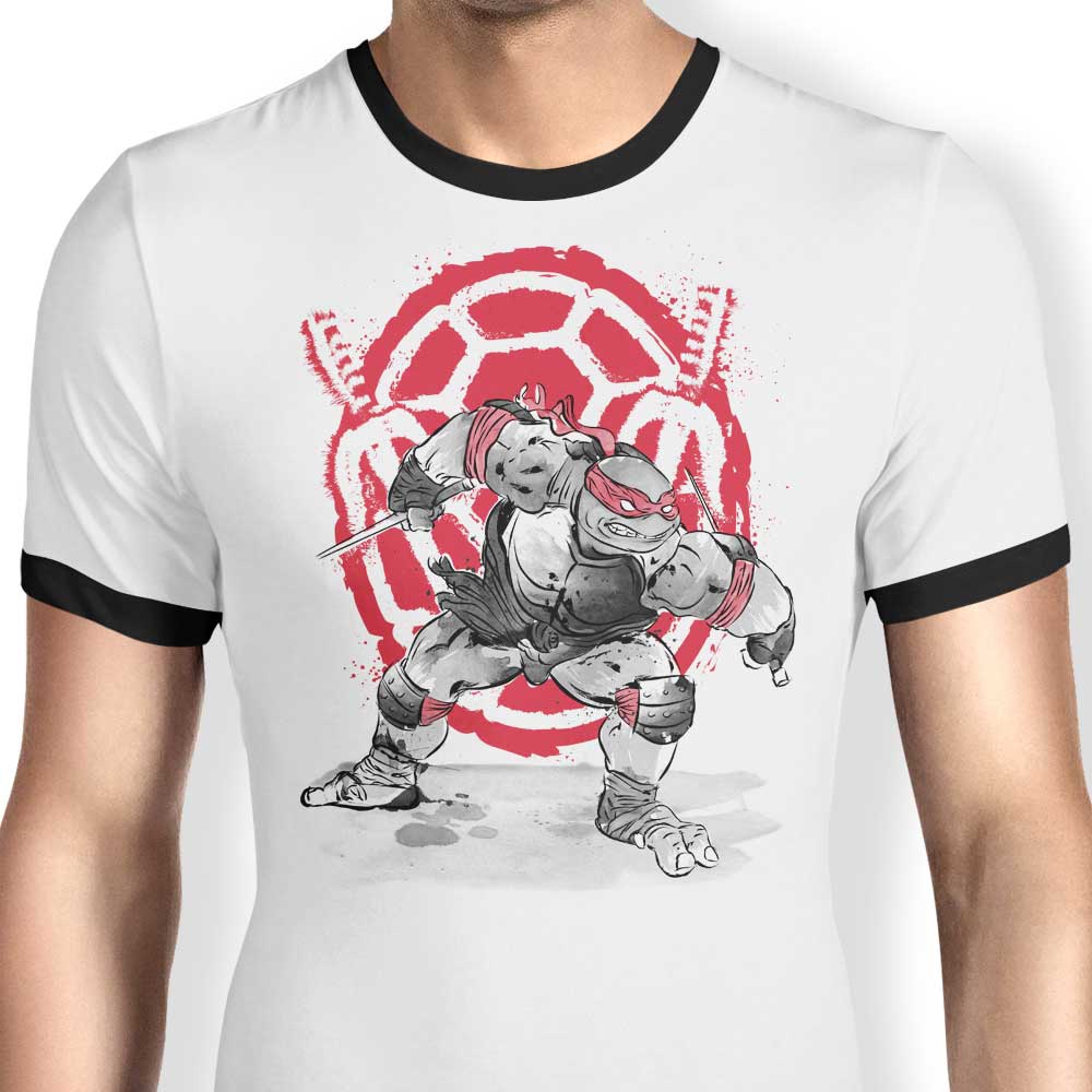 Dr. Monekers' Sai Sumi-e Men's 100% Cotton Ringer T-Shirt in S - 4XL