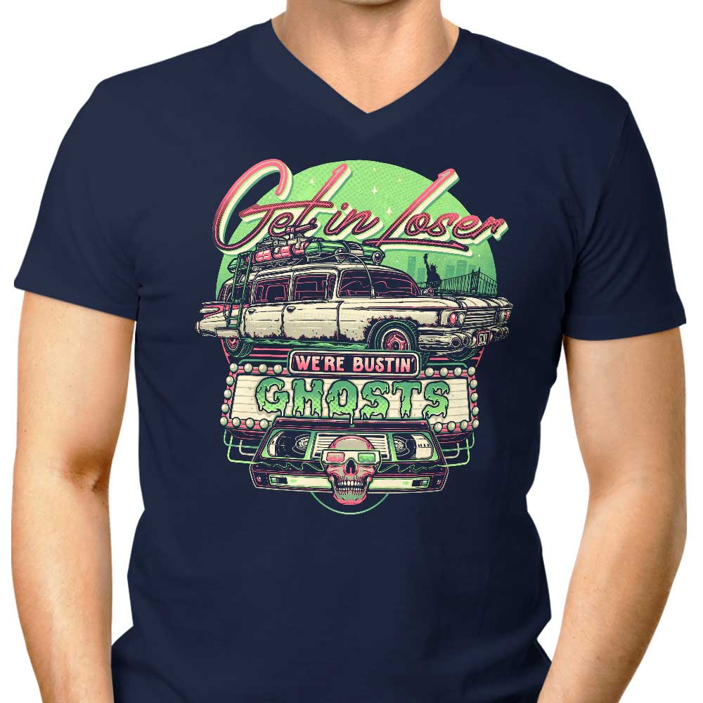 Men's Stylish V-Neck T-Shirt - 'We're Chasing Ghosts'