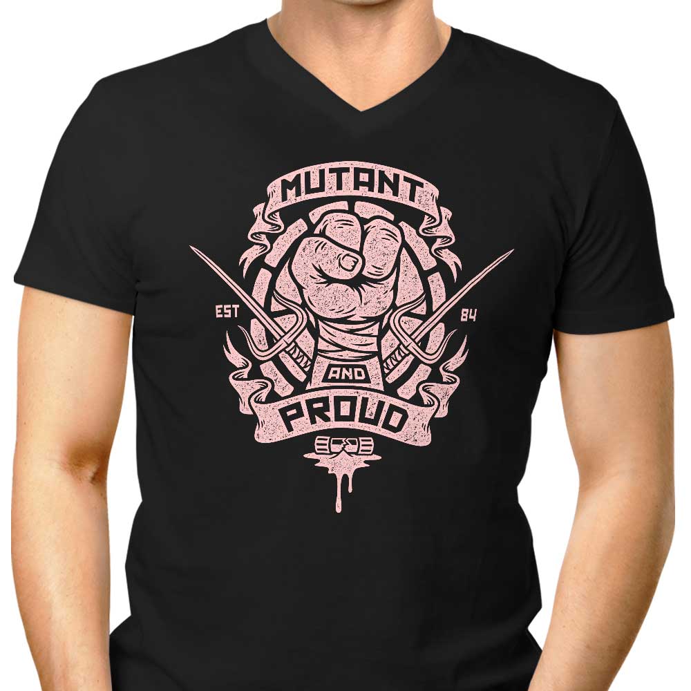 Men's Stylish V-Neck T-Shirt: Mutant and Proud - Raph Design