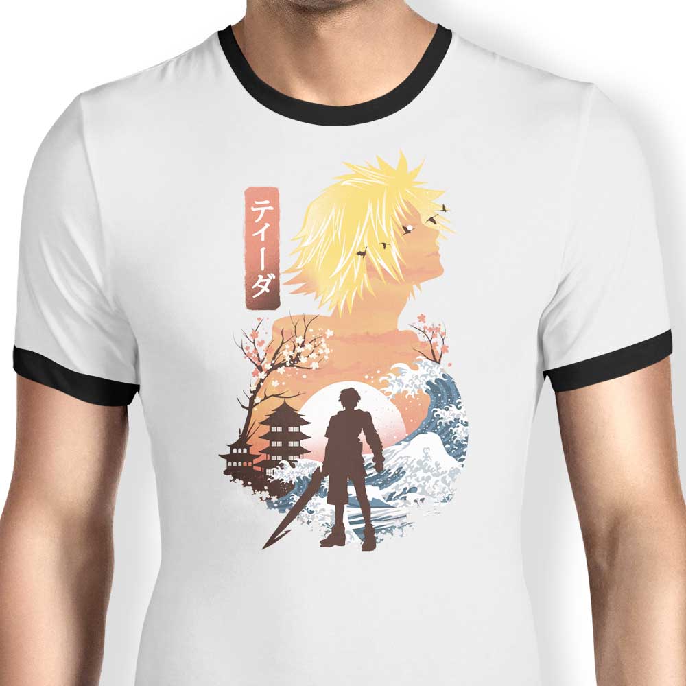 Tidus Ukiyo-e Inspired Men's Ringer Style Cotton T-Shirt