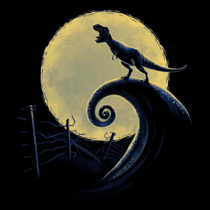 Men's Terrifying Jurassic-themed V-Neck T-shirt - Jurassic Nightmare