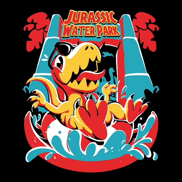 Men's V-Neck T-Shirt Featuring Jurassic Water Park Design