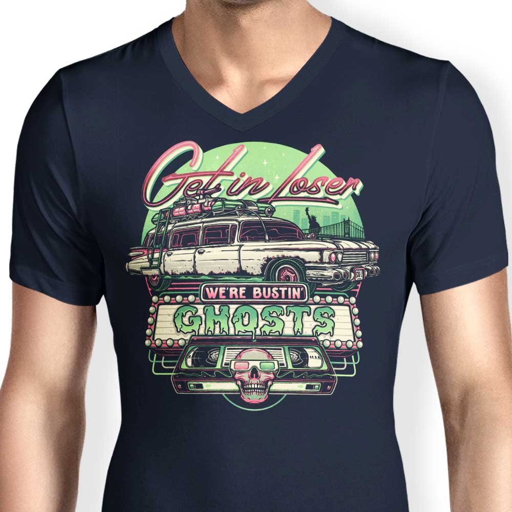Men's Stylish V-Neck T-Shirt - 'We're Chasing Ghosts'