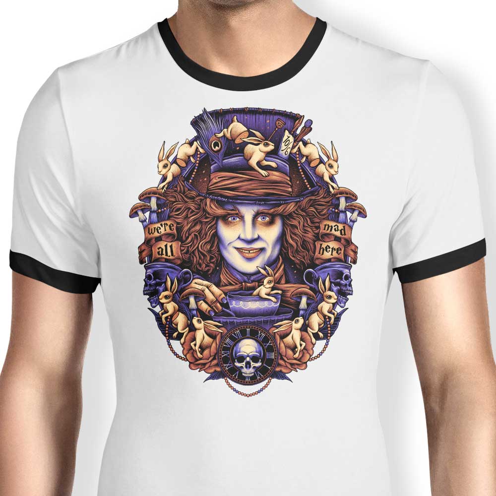 Glitchygorilla's 'Mad for Hats' Men's Stylish Ringer T - Shirt