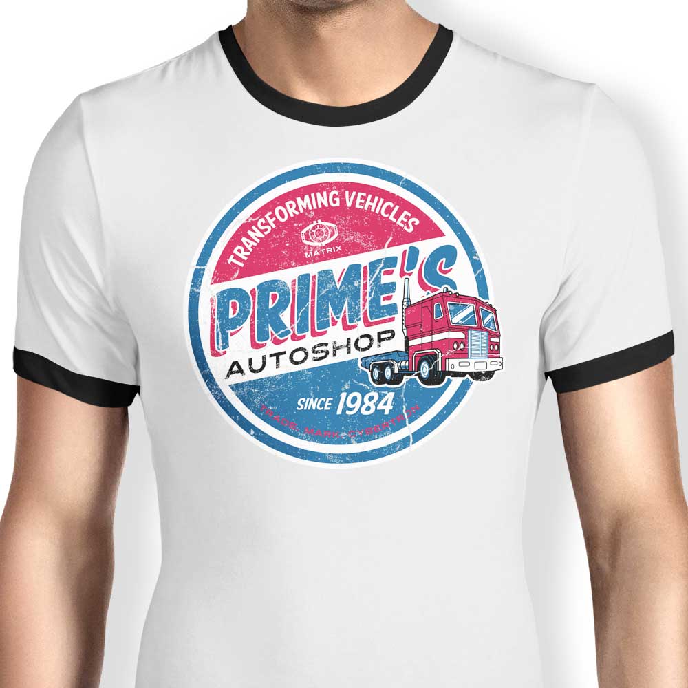 Prime's Auto Shop Stylish Ringer T - Shirt from Nemons