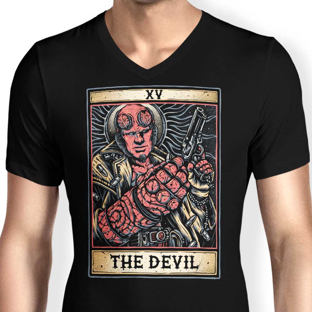 Men's V-Neck T-Shirt - XV: The Devil Design