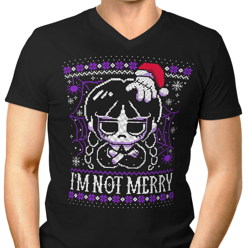 Men's Stylish V-Neck T-Shirt with 'I'm Not Merry' Print