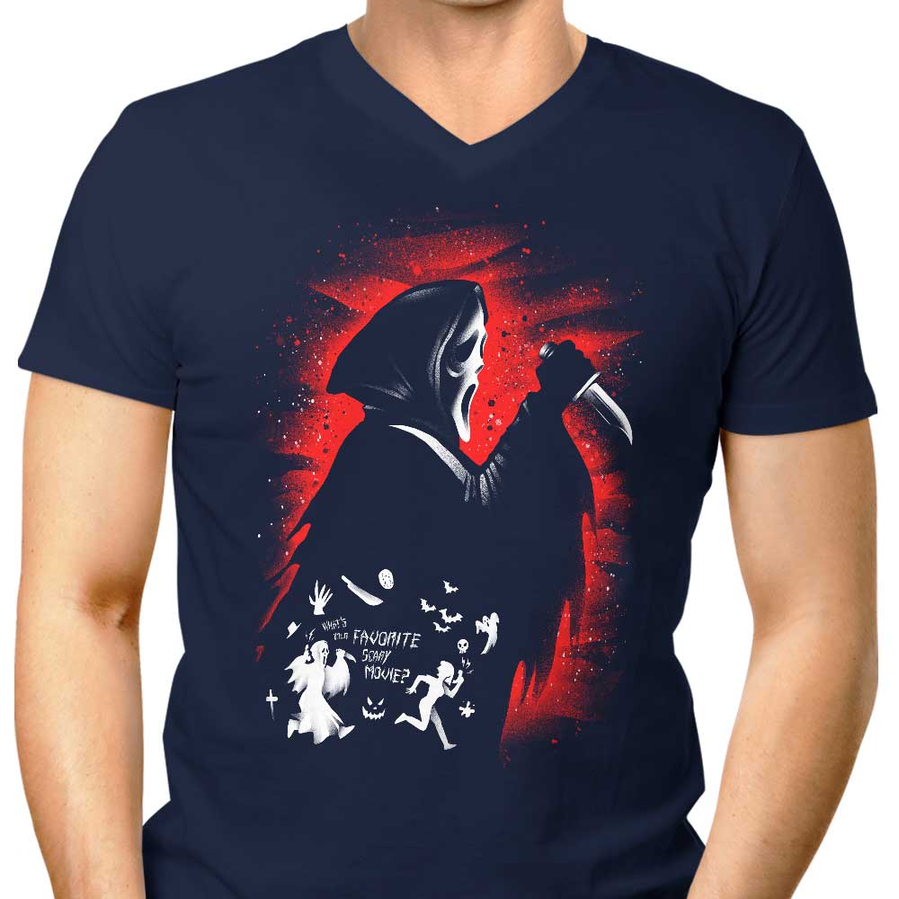 Men's Ghost Face Inspired V-Neck T-Shirt