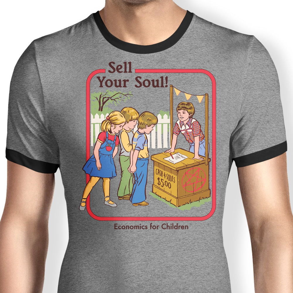 Steven Rhodes' 'Sell Your Soul' Design Men's Ringer Style T-Shirt