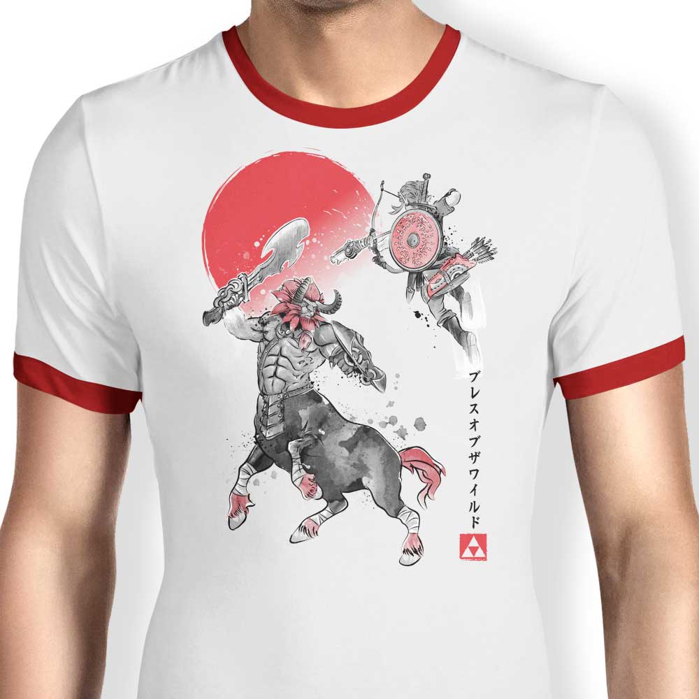 Dr. Monekers' Death Mountain Battle Men's Ringer T - Shirt in S to 4XL