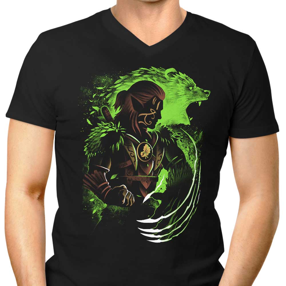 Men's V-Neck Shapeshifting Wood Elf T-Shirt from Alemaglia