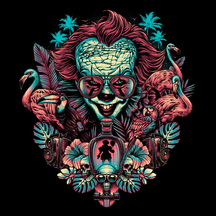 Glitchygorilla Men's Tropical Clown Style Ringer T - Shirt in S to 4XL Sizes